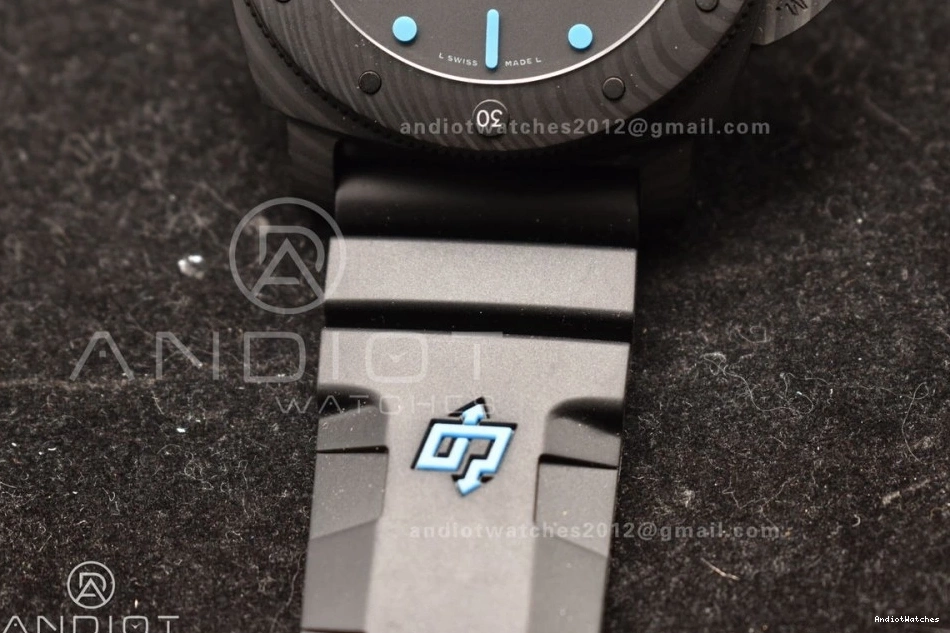 P.9010 PAM1616 Sleek Rubber 47mm Best Clone Carbotech on Markers Strap Black Dial Edition Blue VSF 991 0131